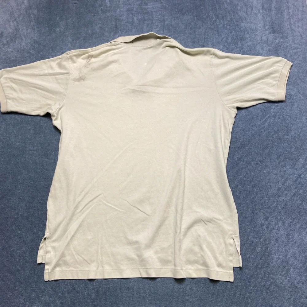 Polo By Ralph Lauren Shirt Mens L Beige Pony Logo Side Slit Short Sleeve Sports